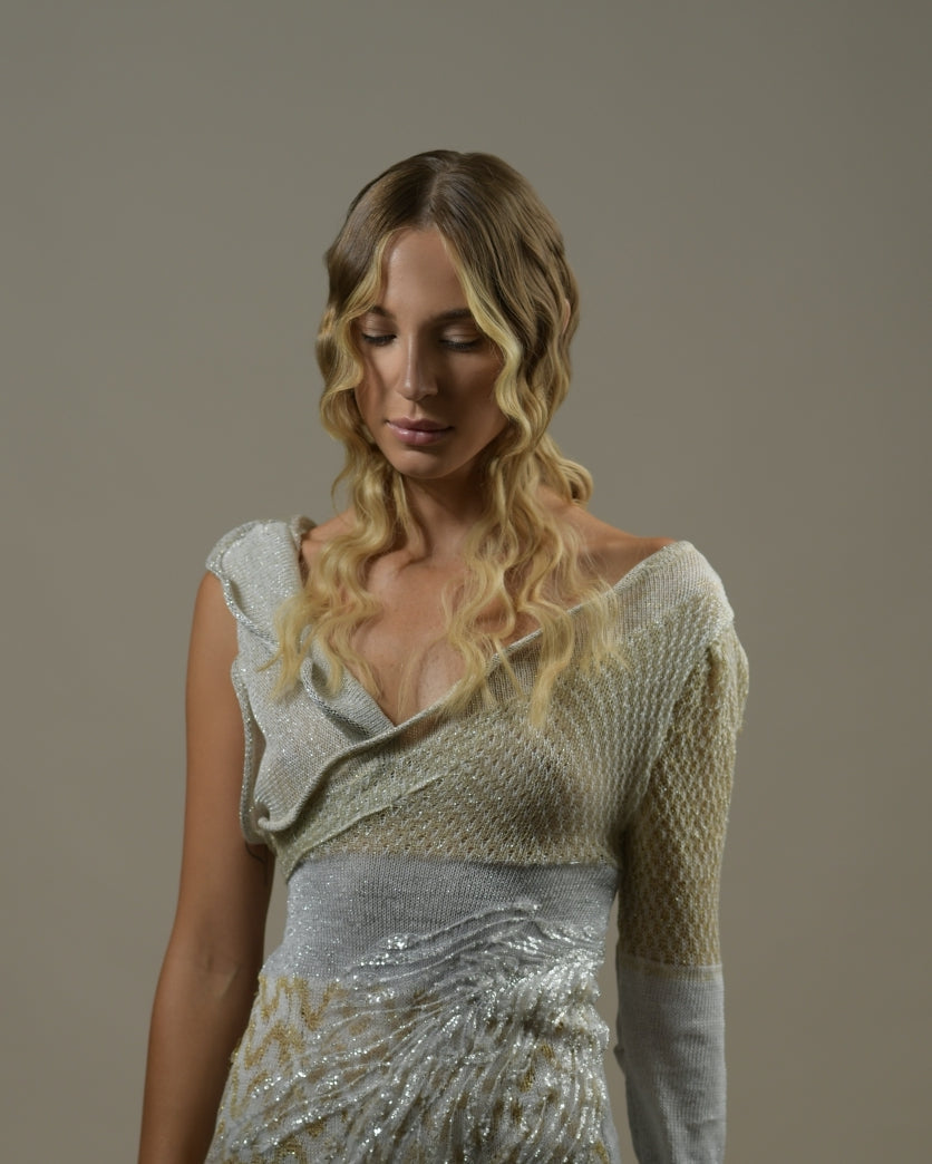 Bride in a quiet morning moment — waist-up portrait, eyes closed, soft natural light. Bridal styling at HAIR ETC. STUDIO Nicosia Cyprus
